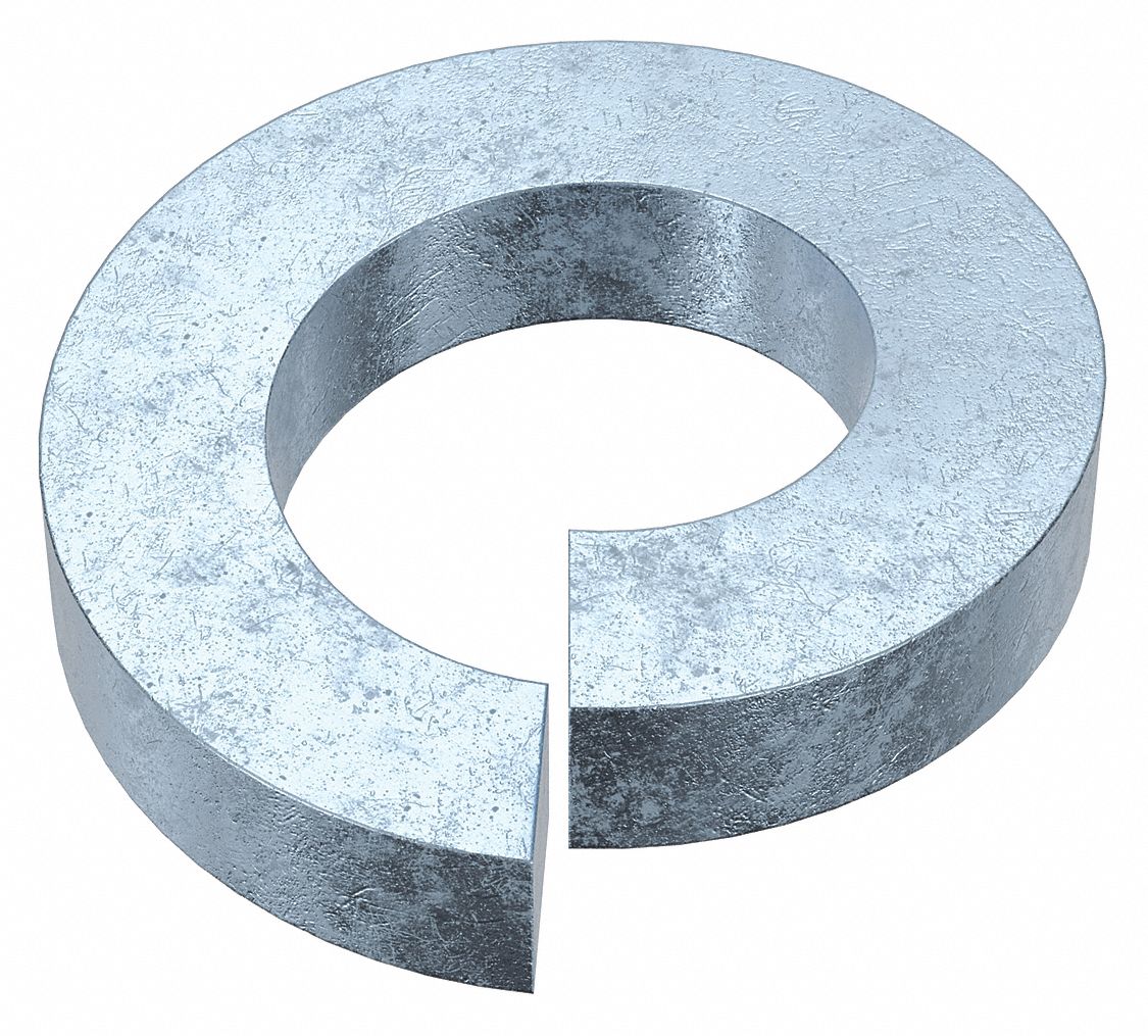 Split Lock Washer: Steel, 1 in Screw Sz, 1 in Max. Inside Dia, 1 51/64 in Max. Outside Dia, 10 PK