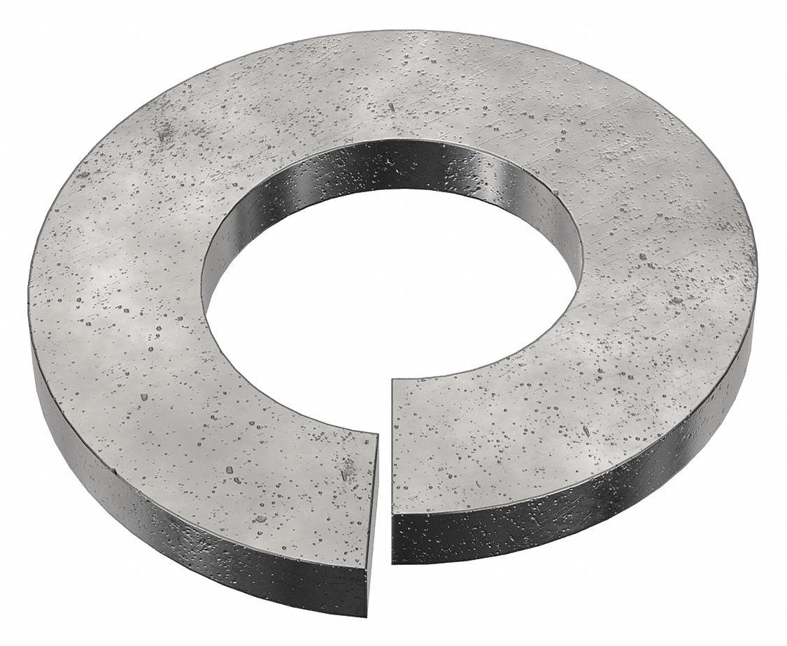 Split Lock Washer: Steel, 1/4 in Screw Sz, 1/4 in Max. Inside Dia, 31/64 in Max. Outside Dia, 100 PK