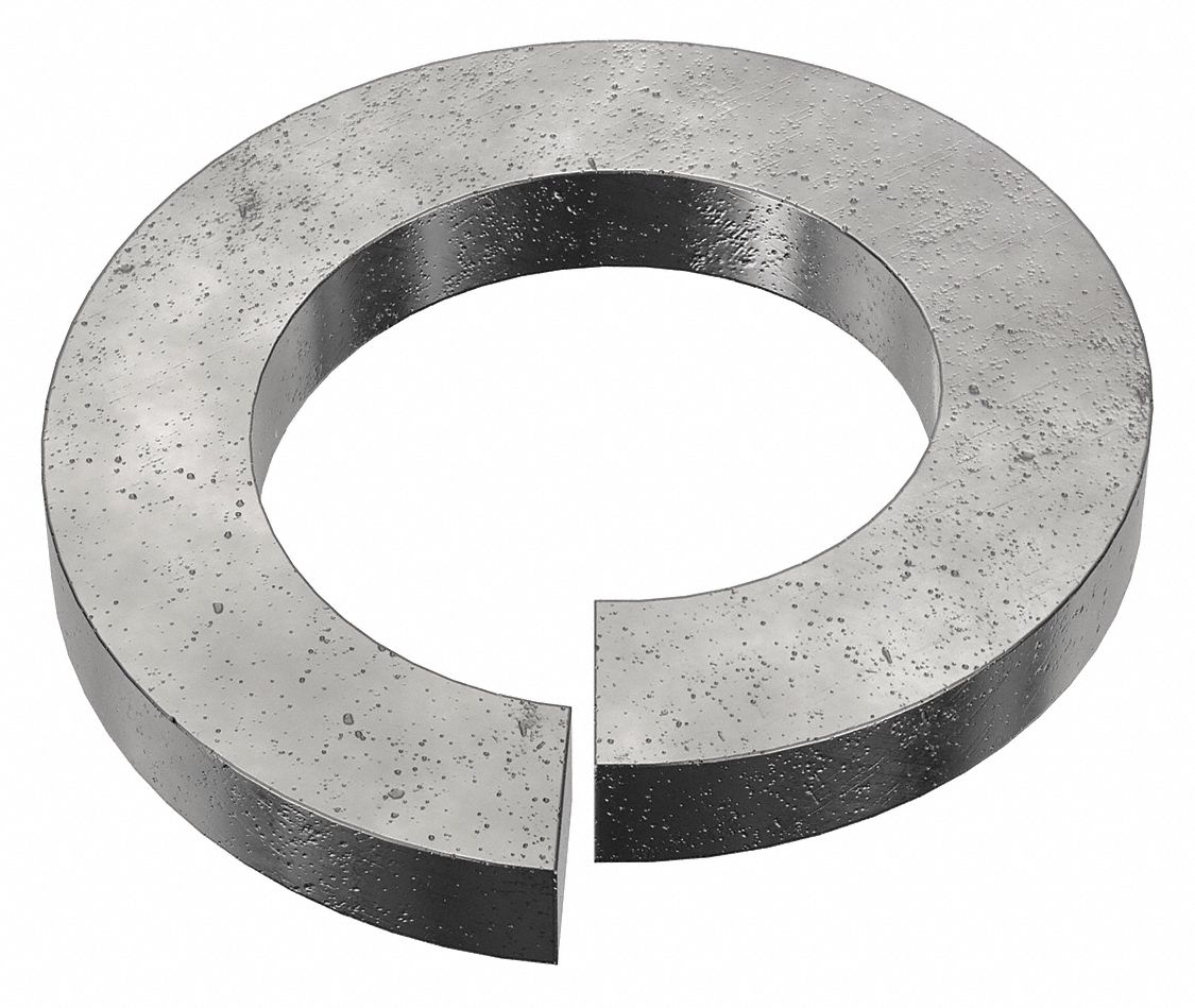 Split Lock Washer: Steel, 1 1/8 in Screw Sz, 1 1/8 in Max. Inside Dia, 7/32 in Max Thick, 10 PK