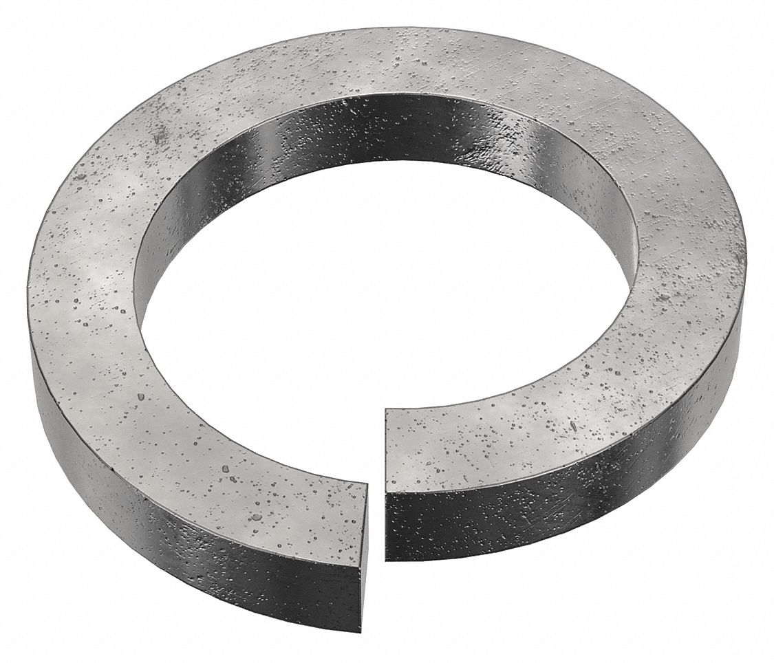 Split Lock Washer: Steel, 2 in Screw Sz, 2 1/64 in Max. Inside Dia, 2 7/8 in Max. Outside Dia, 10 PK