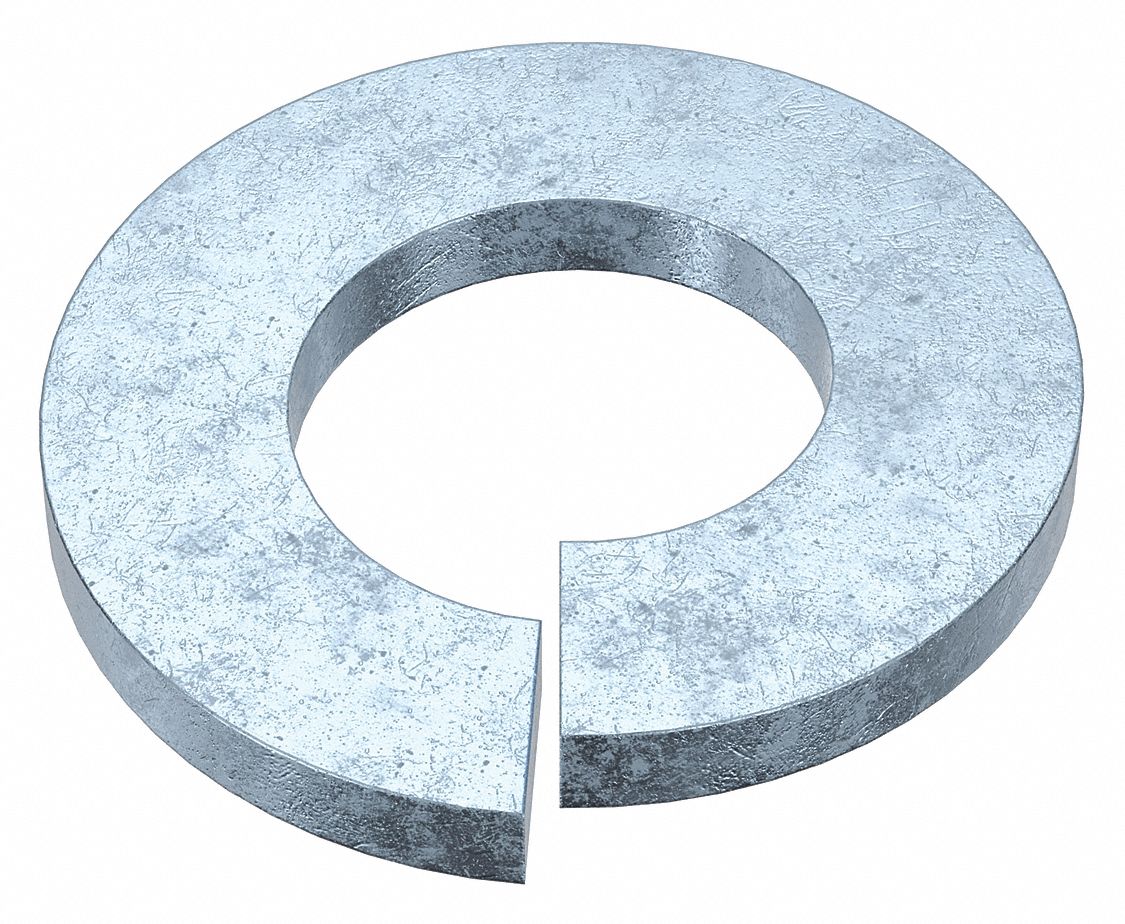 Split Lock Washer: Steel, 1/4 in Screw Sz, 1/4 in Max. Inside Dia, 31/64 in Max. Outside Dia, 100 PK
