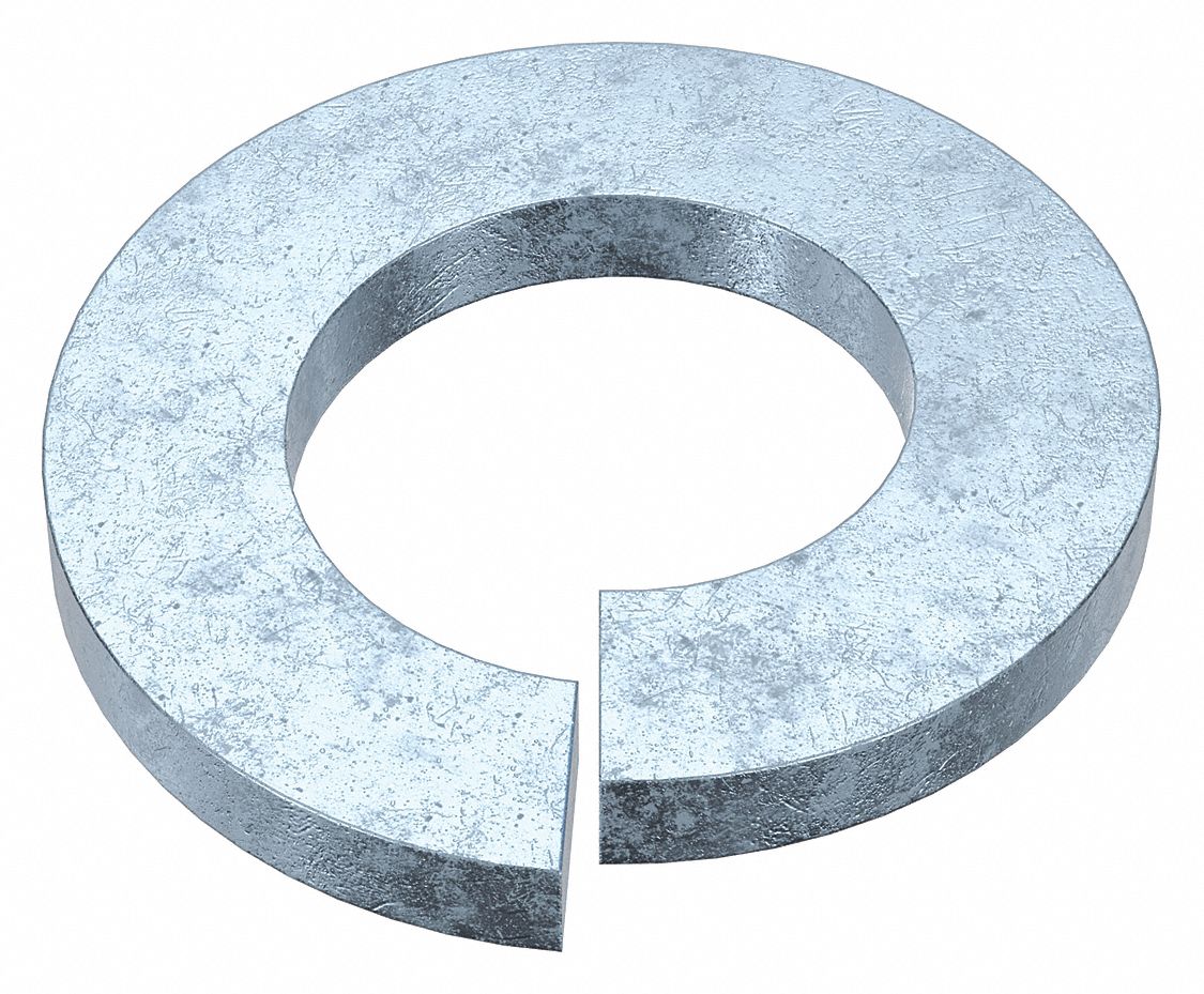 Split Lock Washer: Steel, 3/8 in Screw Sz, 3/8 in Max. Inside Dia, 43/64 in Max. Outside Dia, 100 PK