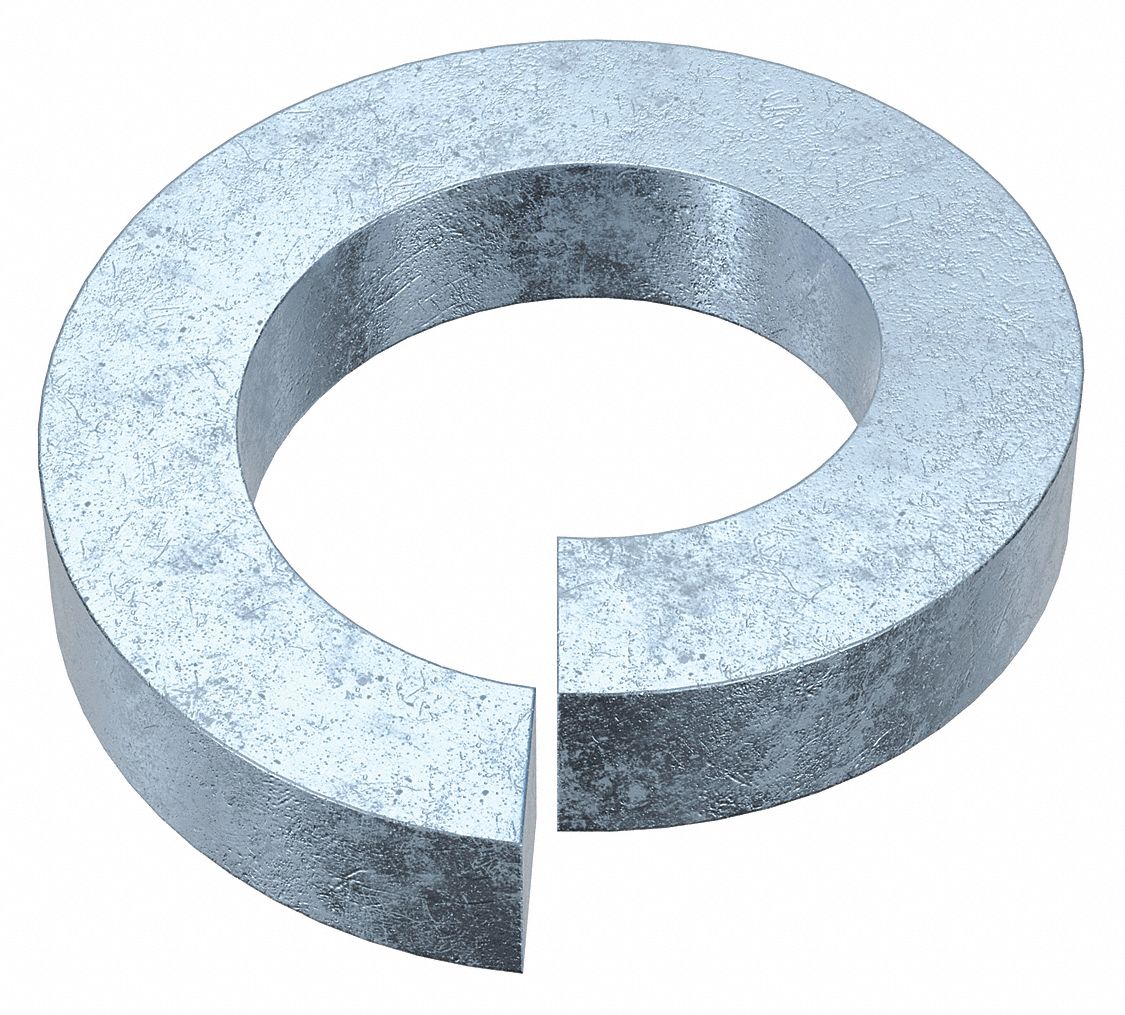 Split Lock Washer: Steel, 1 1/2 in Screw Sz, 1 1/2 in Max. Inside Dia, 29/64 in Max Thick, 10 PK