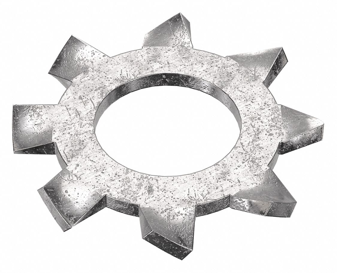 External Tooth Lock Washer: Stainless Steel, #4 Screw Sz, 7/64 in Max. Inside Dia, 100 PK