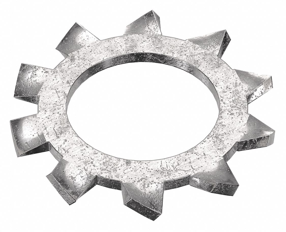 External Tooth Lock Washer: Stainless Steel, 3/8 in Screw Sz, 25/64 in Max. Inside Dia, 25 PK