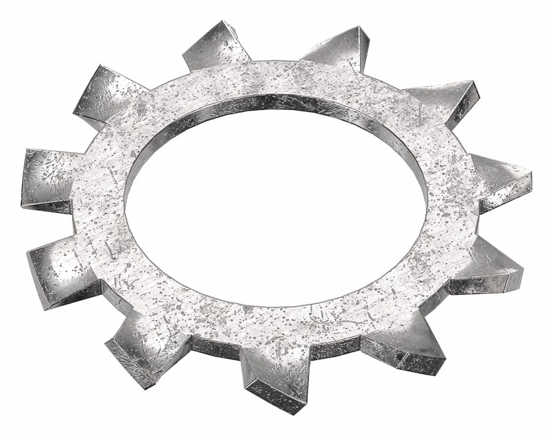 External Tooth Lock Washer: Stainless Steel, 1/2 in Screw Sz, 33/64 in Max. Inside Dia, 25 PK