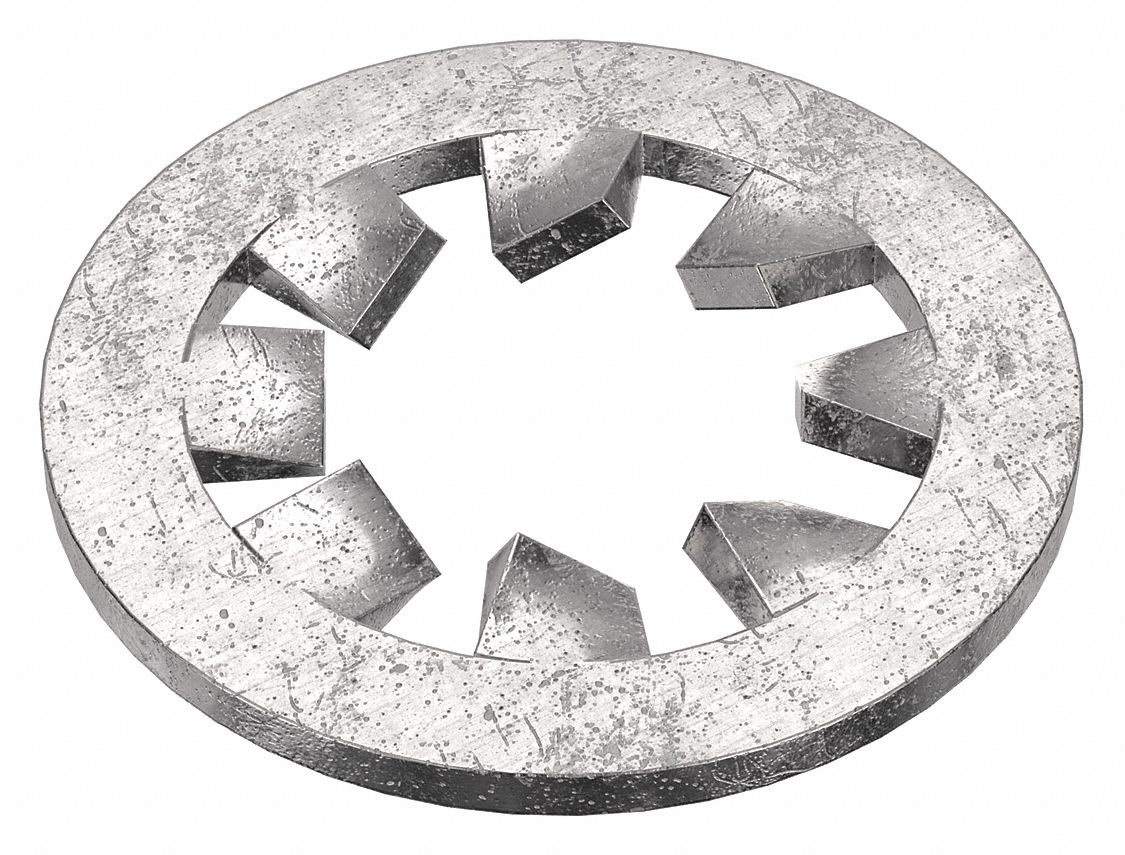 Internal Tooth Lock Washer: Stainless Steel, #4 Screw Sz, 7/64 in Max. Inside Dia, 100 PK