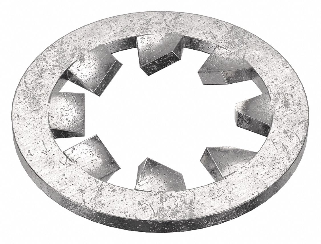Internal Tooth Lock Washer: Stainless Steel, #6 Screw Sz, 9/64 in Max. Inside Dia, 100 PK