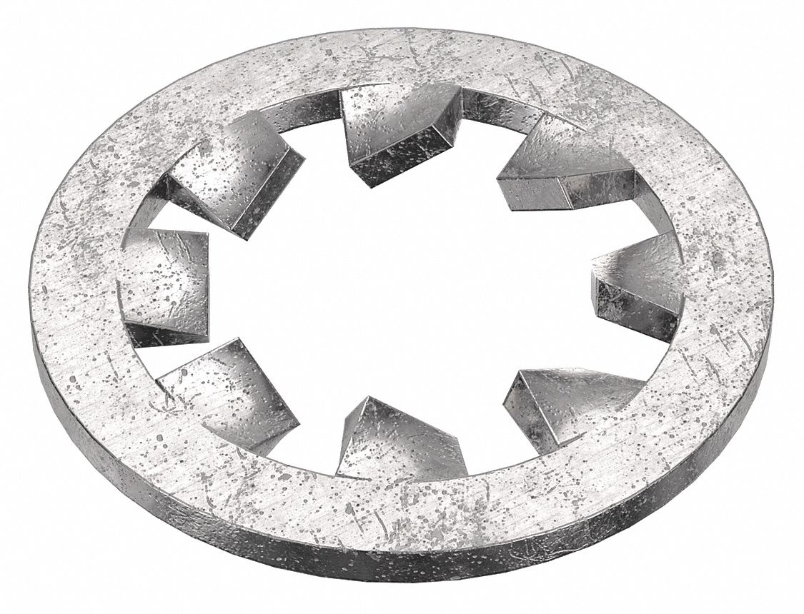 Internal Tooth Lock Washer: Stainless Steel, #8 Screw Sz, 11/64 in Max. Inside Dia, 100 PK
