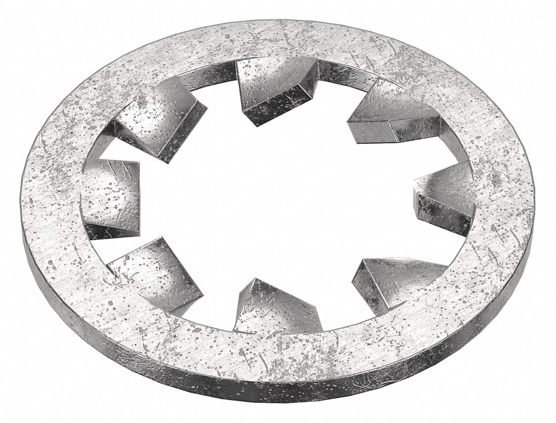 Internal Tooth Lock Washer: Stainless Steel, #10 Screw Sz, 3/16 in Max. Inside Dia, 100 PK