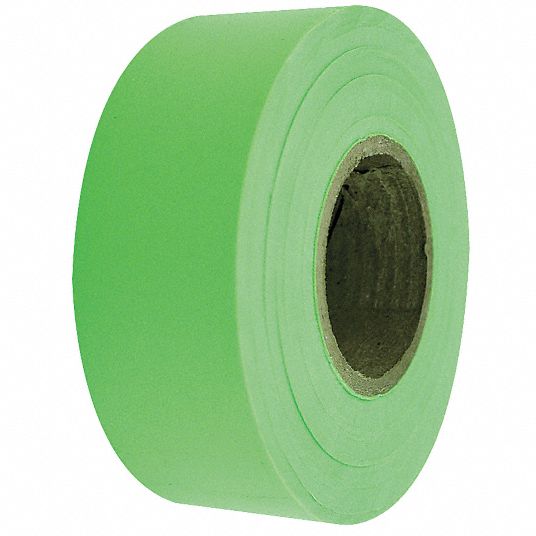 GRAINGER APPROVED Flagging Tape, Fluorescent Lime, 1 3/16 in x 150 ft ...