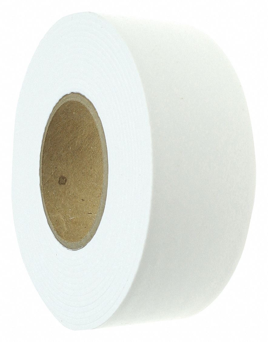 White, 1 3/16 in Roll Wd, Flagging Tape 1EC241EC24 Grainger