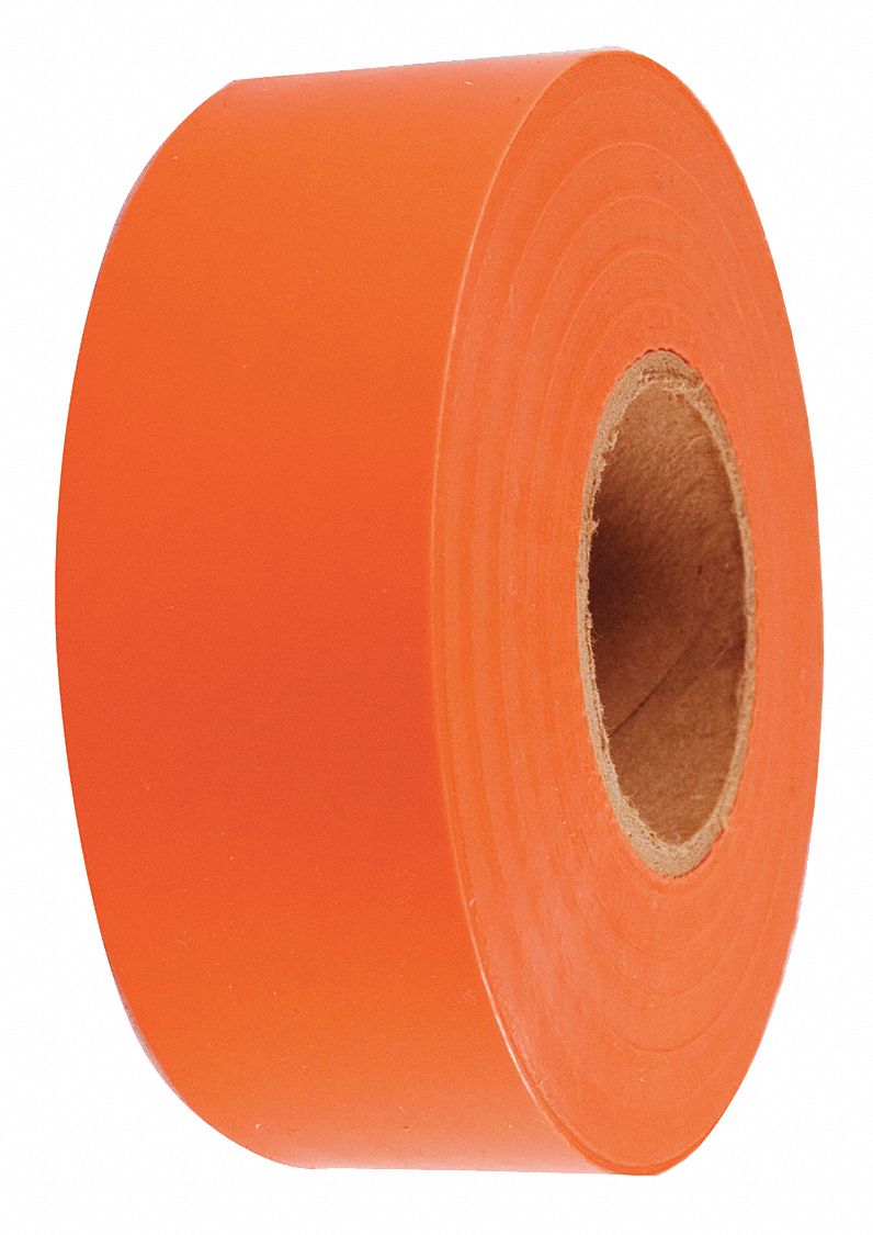 GRAINGER APPROVED Flagging Tape, Orange, 1 3/16 in x 300 ft, Blank