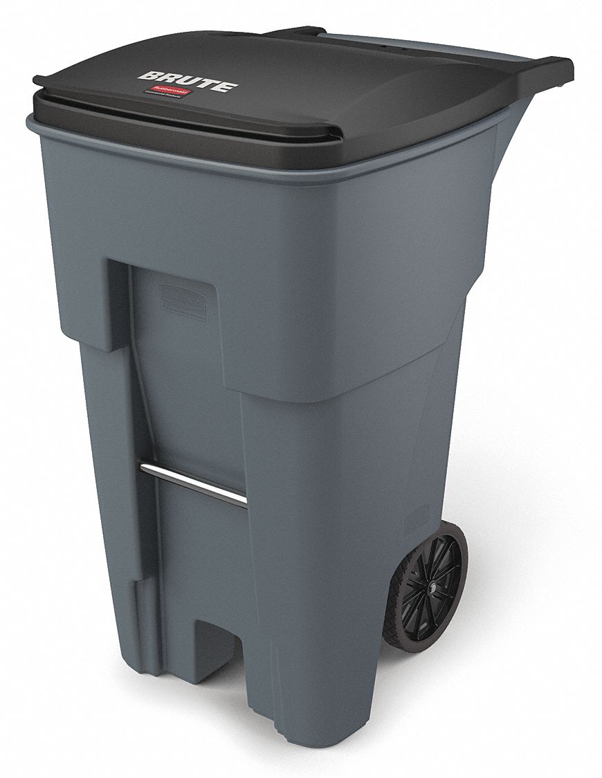 TRASH CAN,65 GAL.,GRAY,MDPE