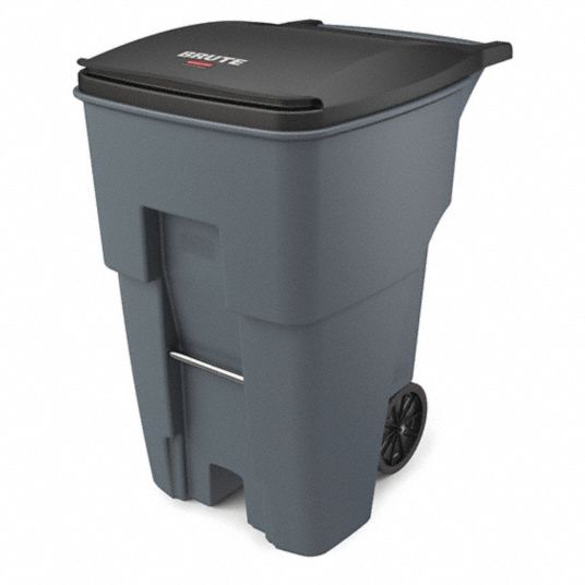 RUBBERMAID COMMERCIAL PRODUCTS, BRUTE(R), Gray, Rollout Trash Can -  1EC48