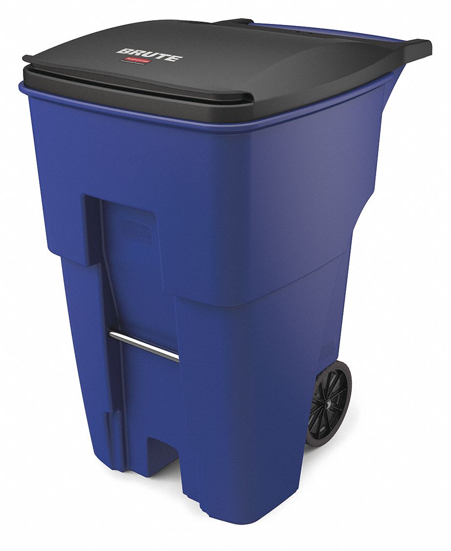 TRASH CAN,95 GAL.,BLUE,PLASTIC