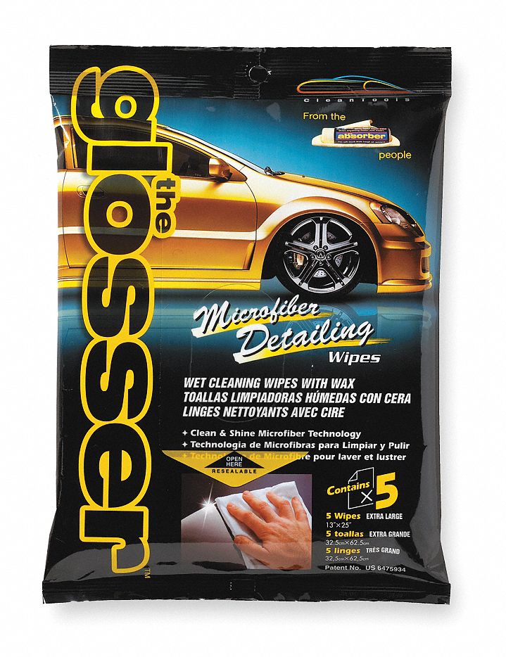 Detailing Wipes: Polish, 5 ct Container Size, Wipe, Bag, The Glosser, White