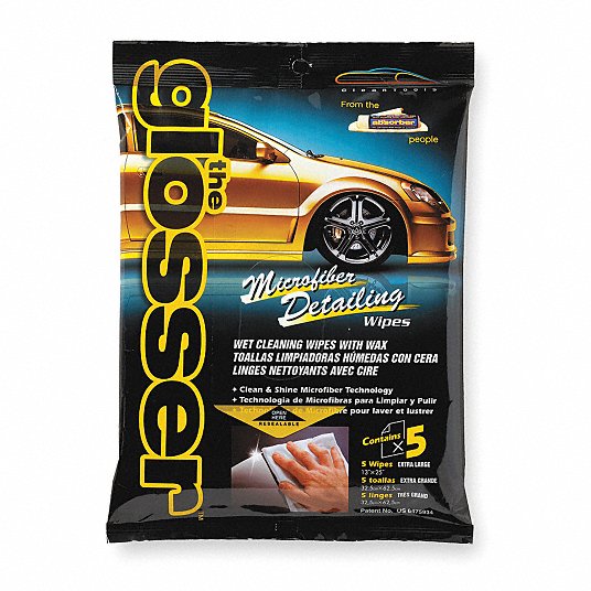 Detailing Wipes: White, 25 in Lg (In.), 13 in Wd (In.), Dirt and Grime/Dust, 5 PK