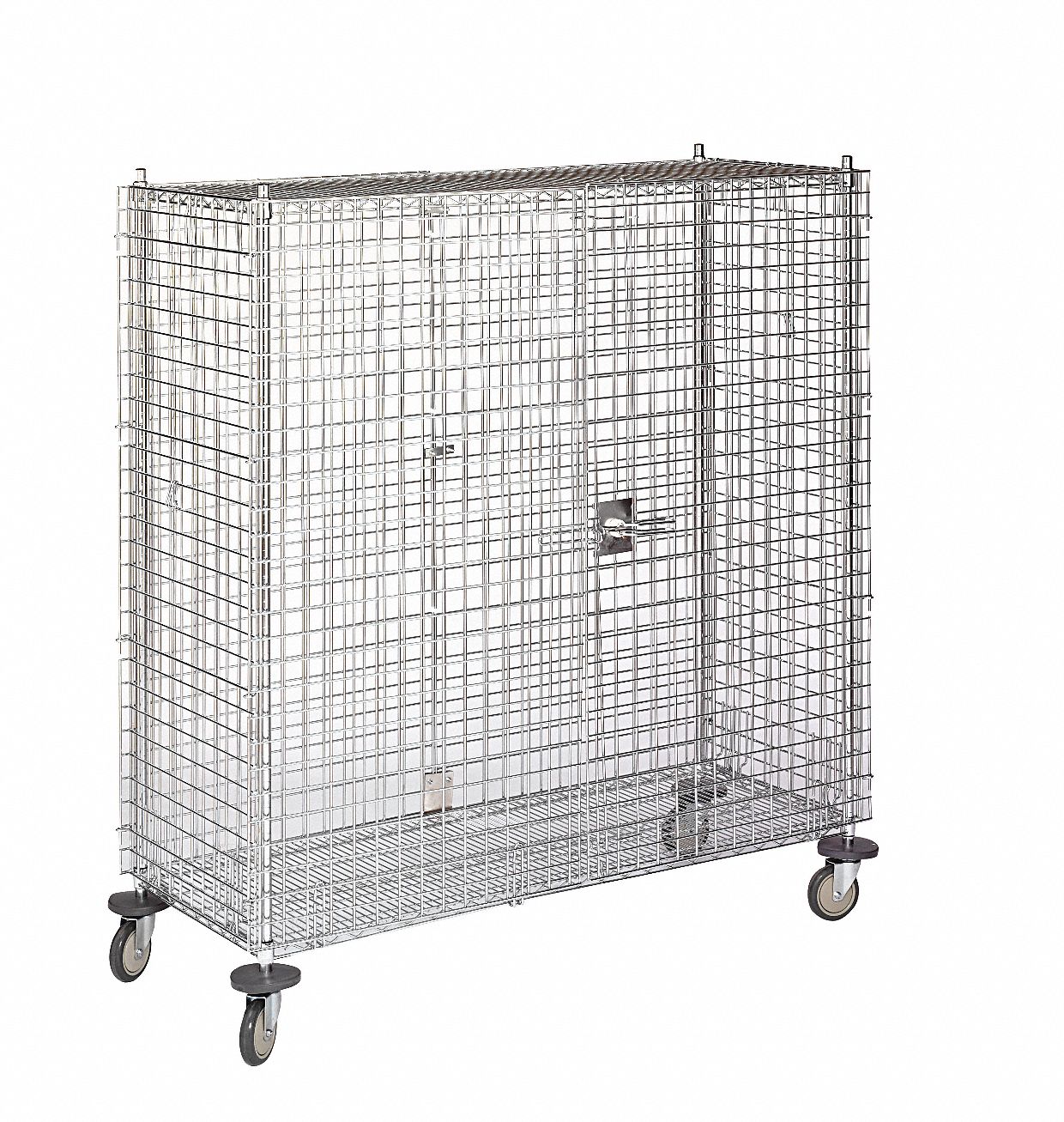 WIRE SECURITY CART WITH FIXED SHELVES, 900 LB LOAD CAPACITY, 60 IN X 24 IN