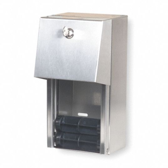 Tough Guy 1eck6 Facial Tissue Dispenser,2-3/4 in.H, Silver