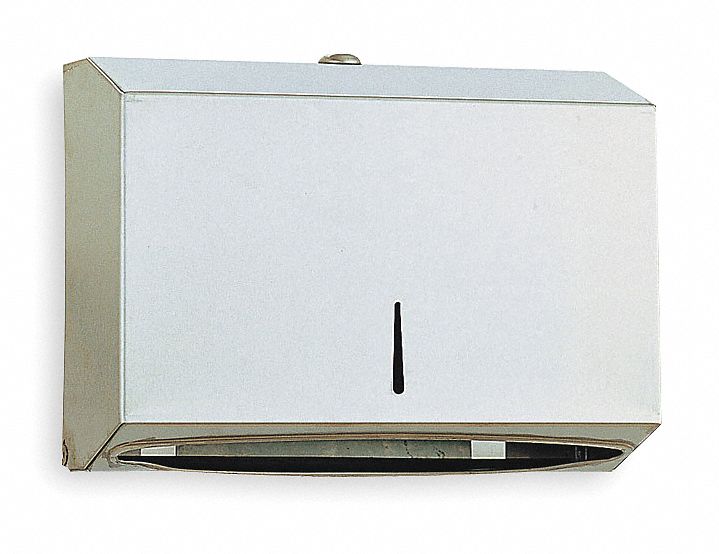 DISTRIBUTEUR D'ESSUIE-MAINS EN PAPIER, PLI EN C/PLIS MULTIPLES,ESSUIE-MAINS 9¼ PO DE LA,INOX,ARGENT