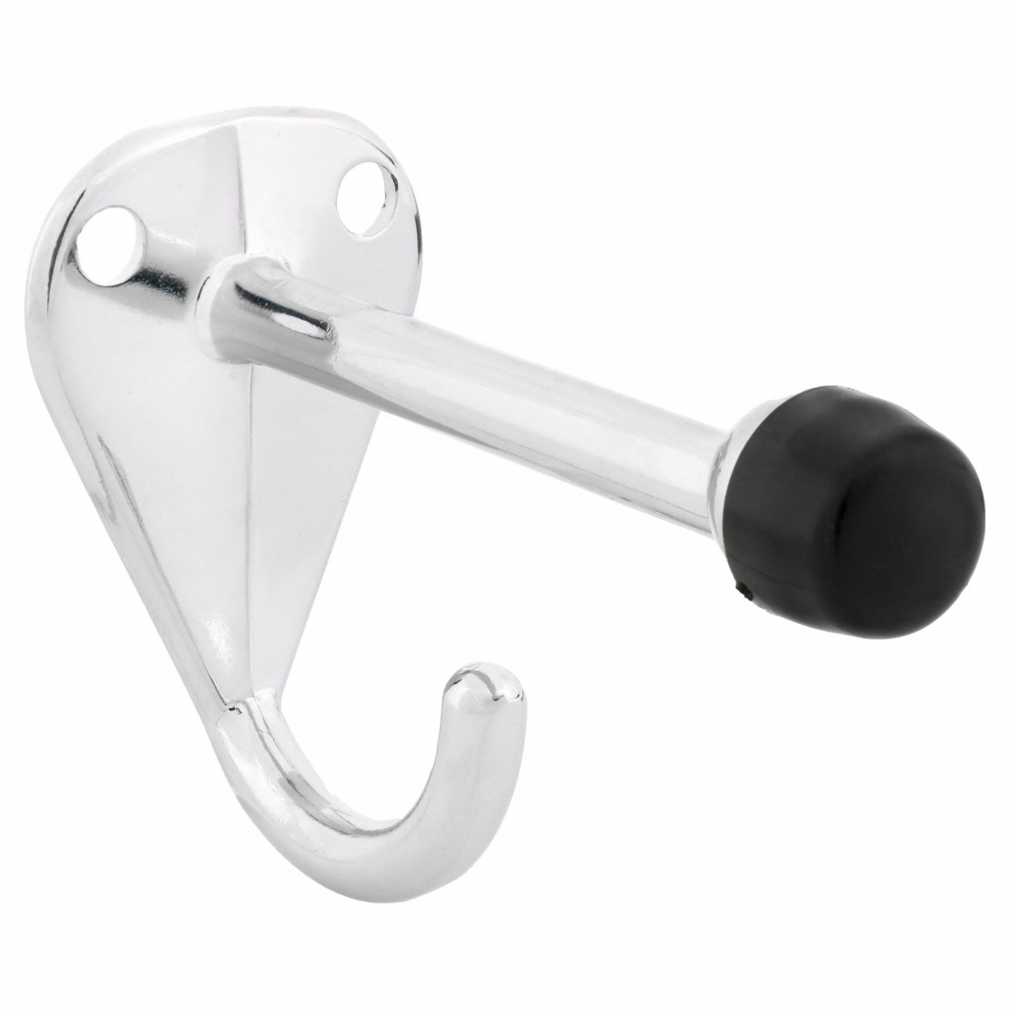 COAT HOOK AND BUMPER: ZINC, 2¼ IN X 1 ⅜ IN X 3 IN, 2 IN MAXIMUM PANEL THICK