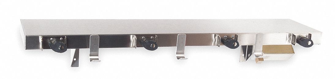 Utility Shelf: 1ECL7, Exposed, 5 7/25 in x 36 in x 4 23/25 in, Stainless Steel