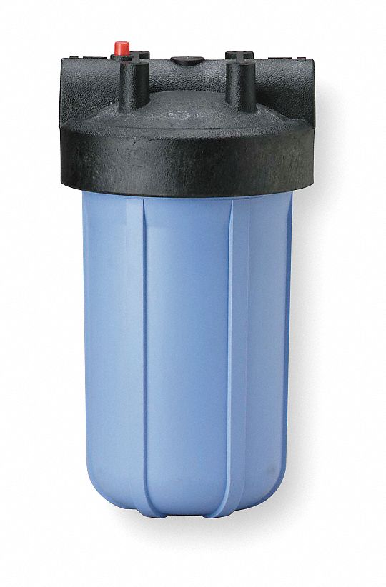 FILTER HOUSING: ¾ IN, NPT, 15 GPM FLOW RATE, 100 PSI MAX PRESSURE, 12¾ IN H, BLUE