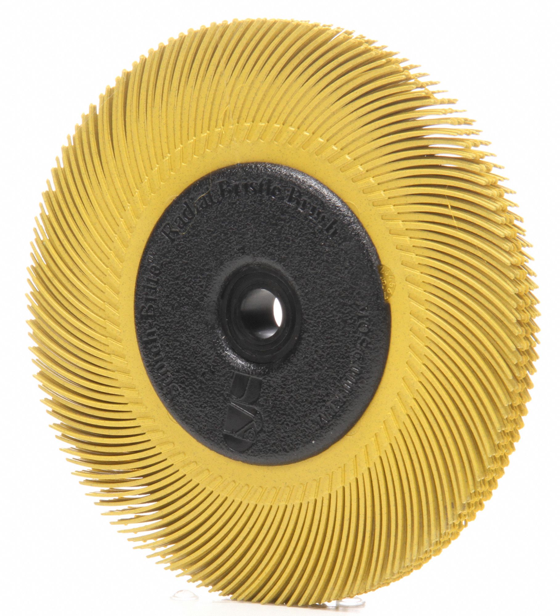SCOTCHBRITE 6 in, Radial Bristle Brush, Arbor Hole, Ceramic, 80 Abrasive Grit 1ED43