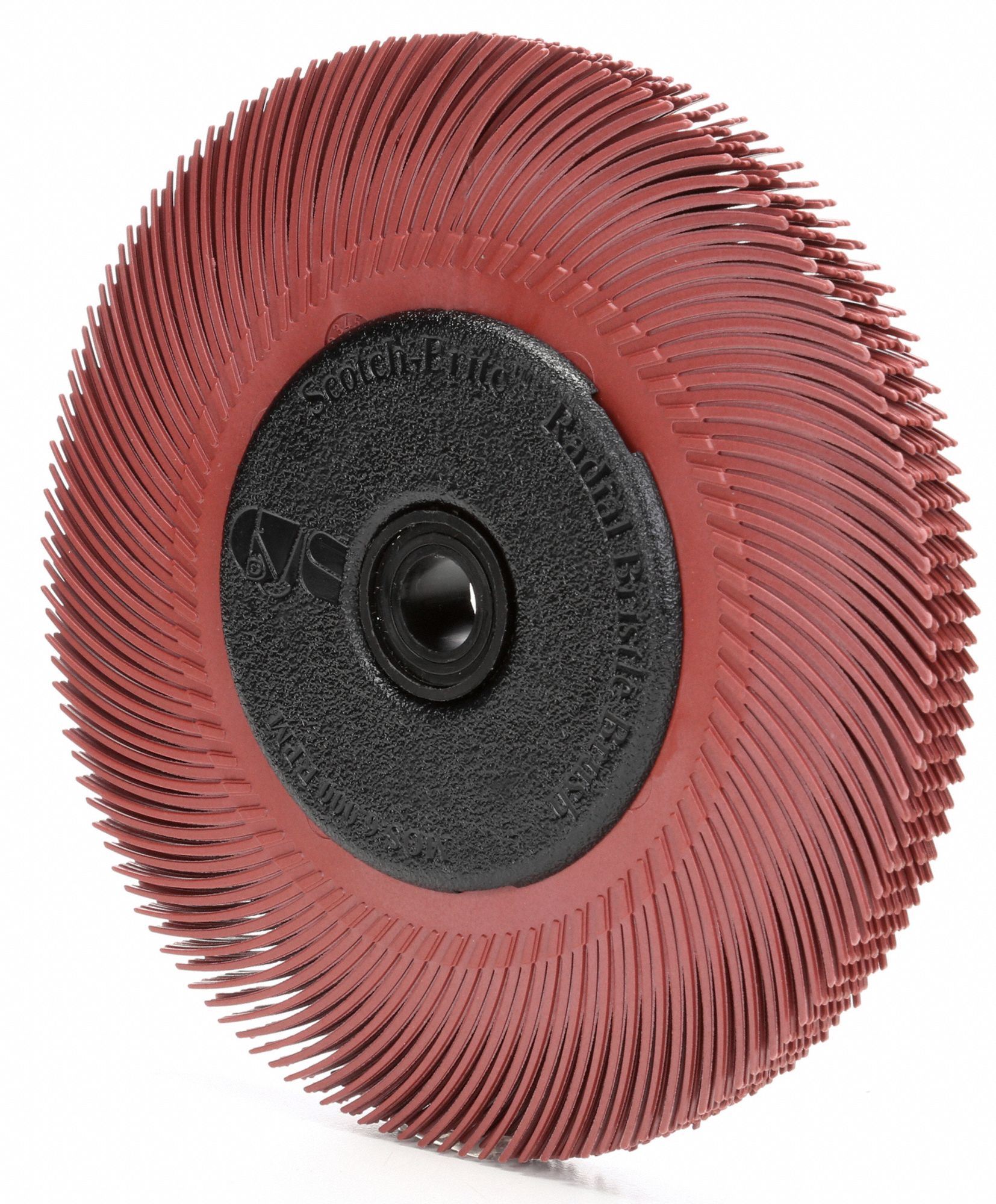 SCOTCHBRITE 6 in, Radial Bristle Brush, Arbor Hole, Ceramic, 220 Abrasive Grit 1ED45