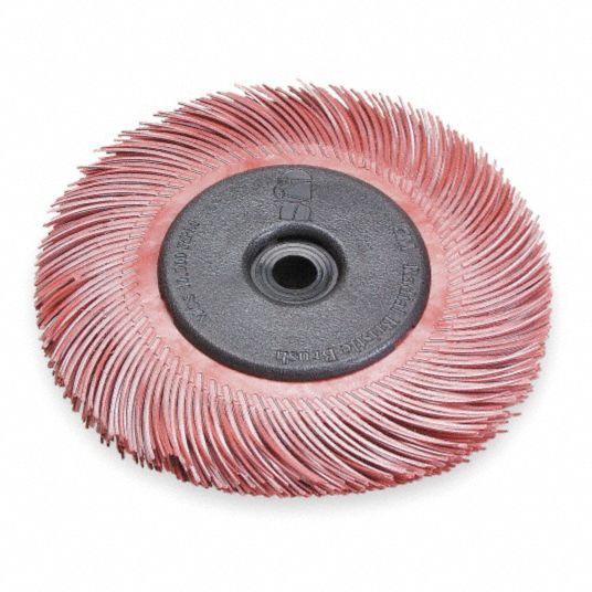 SCOTCHBRITE 6 in, Radial Bristle Brush, Arbor Hole, Ceramic, 220 Abrasive Grit 1ED45