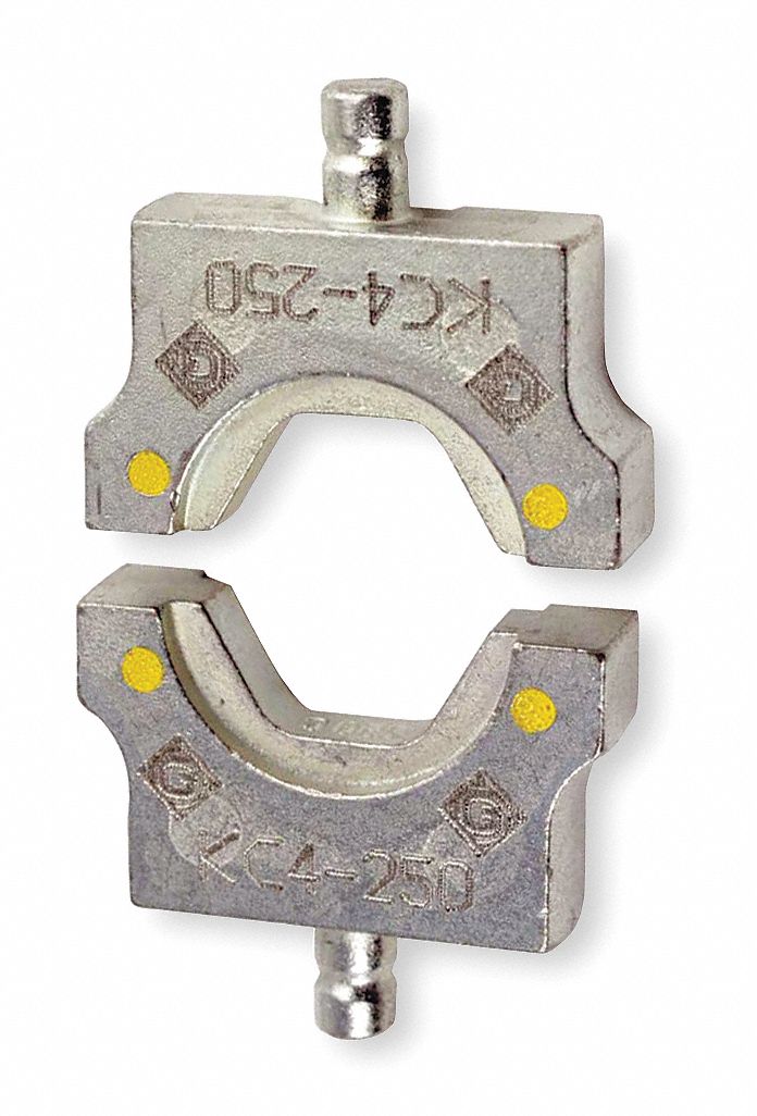 Upper and Lower Crimping Die Set: 8 AWG to 300 kcmil Copper Connectors, Copper, 11 Sizes