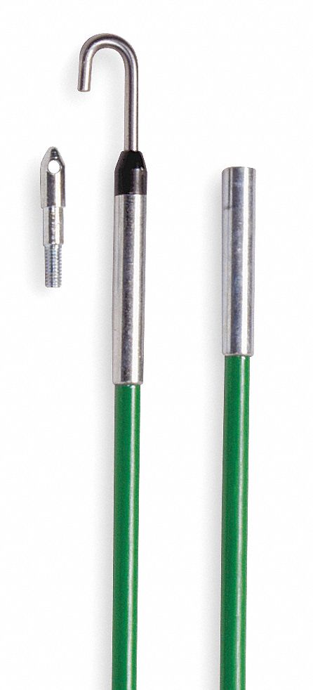 GREENLEE Fish Stick: (1) Bullet Nose Tip/(1) Single Hook Tip, 1/4 in Rod  Dia, 24 ft, 5 Rods Included