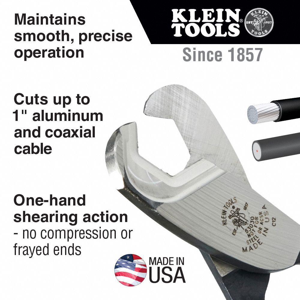 KLEIN TOOLS Coaxial Cable Cutter Plastic, Shear, For 1 in Max Dia
