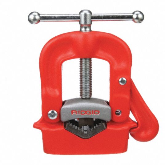 RIDGID Bench Yoke Vise: 0.13 in – 2 in Pipe Size Range, 9 1/2 in Max Ht, 9  1/2 in Min Ht, Metal