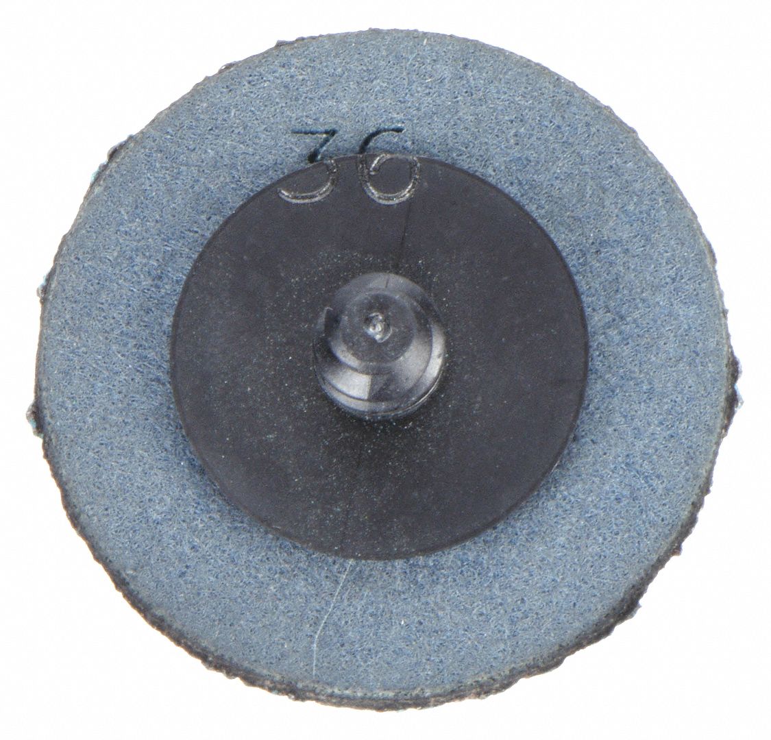 Quick-Change Sanding Disc: TR, 2", Zirconia Alumina, 36 Grit, Y Wt Cloth, ZA/Y, 25 PK