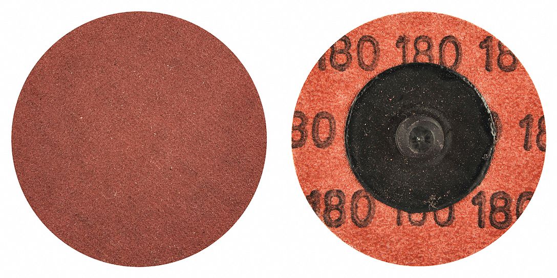 Quick-Change Sanding Disc: TR, 2", Aluminum Oxide, P180 Grit, X Wt Polyester, R766, 100 PK
