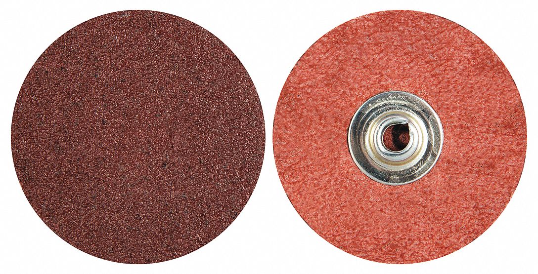 QUICK-CHANGE SANDING DISC, TS, 2 IN, ALUMINUM OXIDE, P50 GRIT, Y WEIGHT POLYESTER, R766, 100 PK