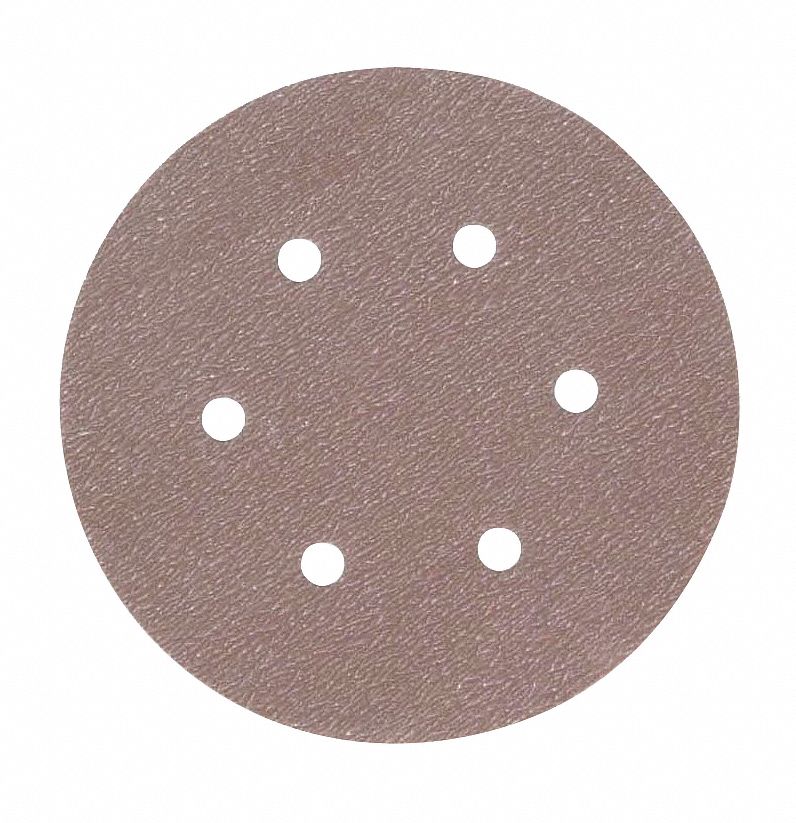 Hook-and-Loop Sanding Disc: 6 in Dia, 6 Hole, Aluminum Oxide, P100 Grit, B Wt Paper, A275OP