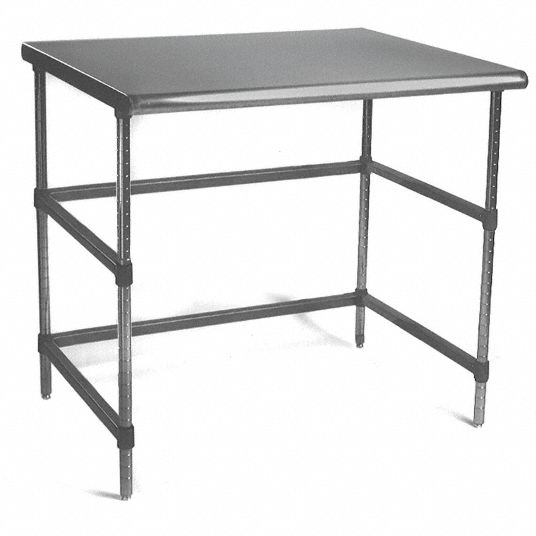 Adjustable Height Work Table, Stainless Steel, 30 in Depth, 34 1/2 in ...