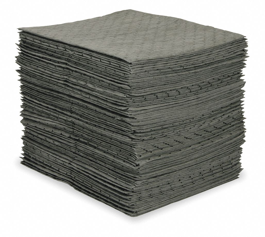 BRADY SPC ABSORBENTS ABSORBENT PAD, 25 OZ ABSORBED PER PAD, 20 GALLON