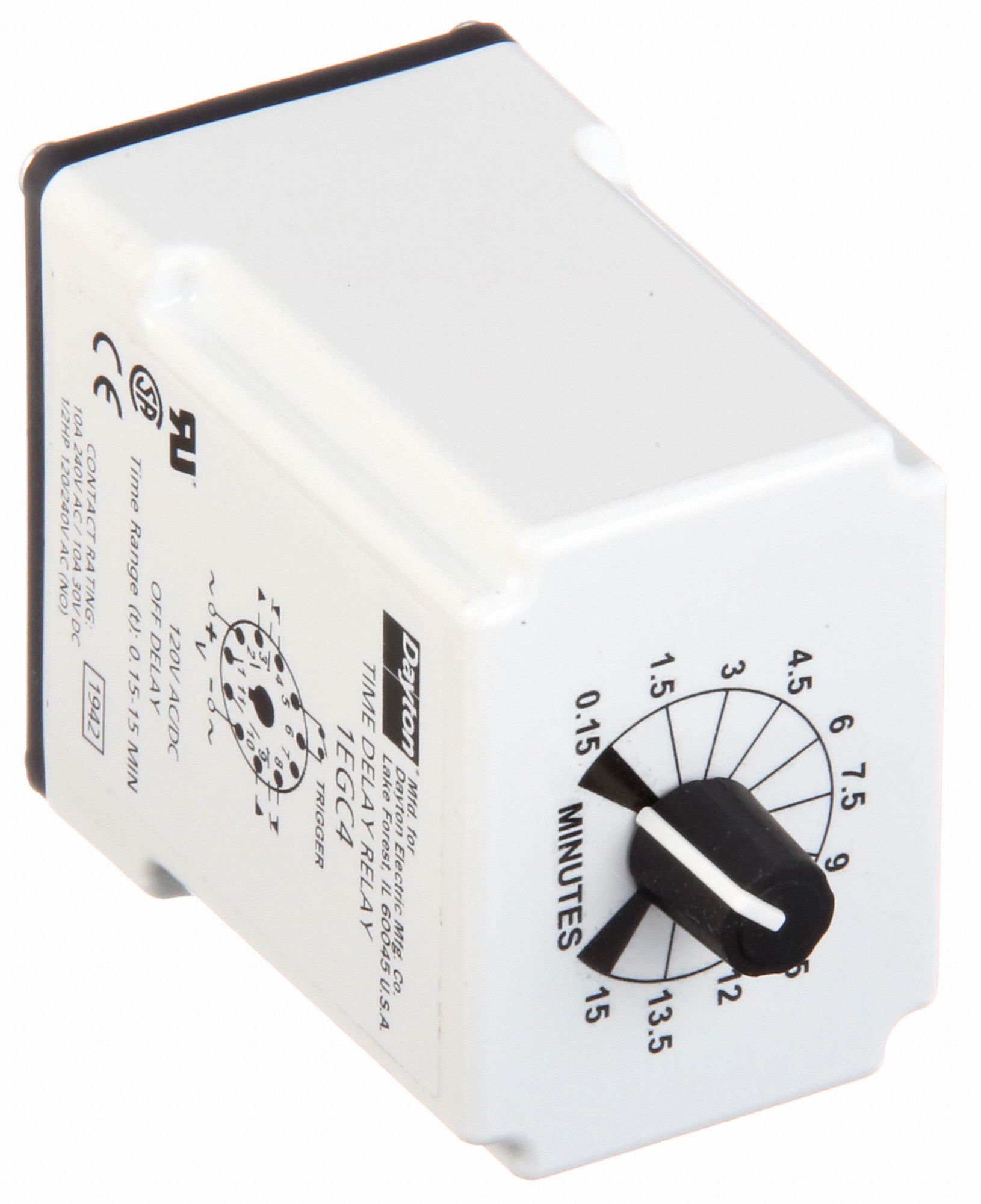 DAYTON Single Function Time Delay Relay 11 Pins Relay, Potentiometer