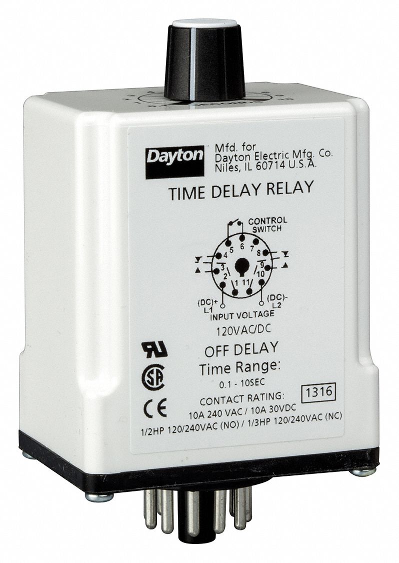 DAYTON Single Function Timing Relay, 120VAC/DC, 10A @ 240V ... 11 pin timer wiring diagram 