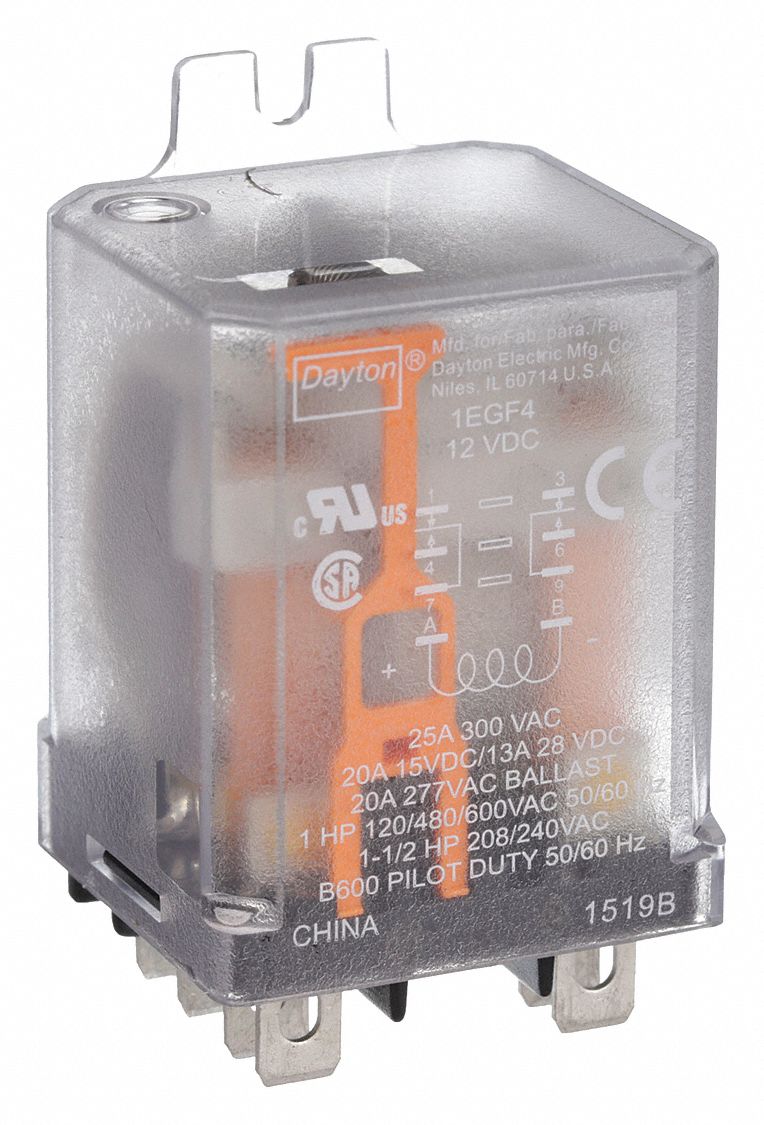 ENCLOSED POWER RELAY, SURFACE (SIDE FLANGE) MOUNTED, 12V DC, 8 PINS/TERMINALS, DPDT