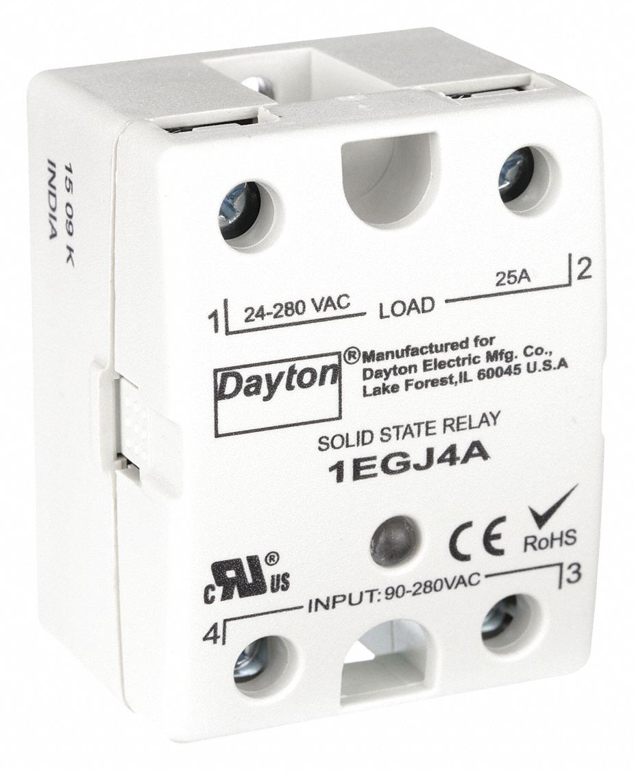 DAYTON Solid State Relay: Surface Mounted, 25 A Max Output Current, SCR, AC  Output