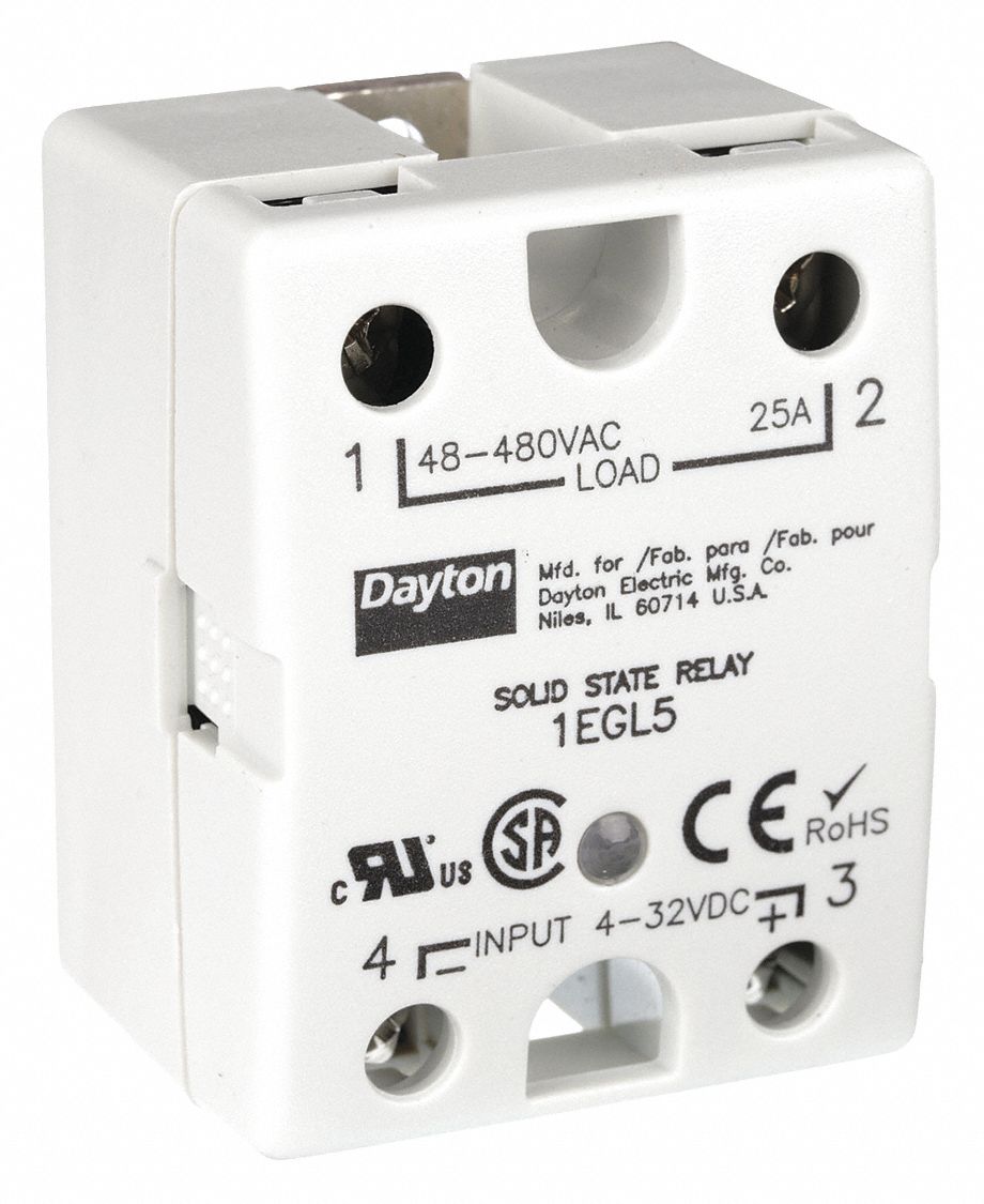 DAYTON, Surface Mounted, 25 A Max Output Current, Solid State Relay
