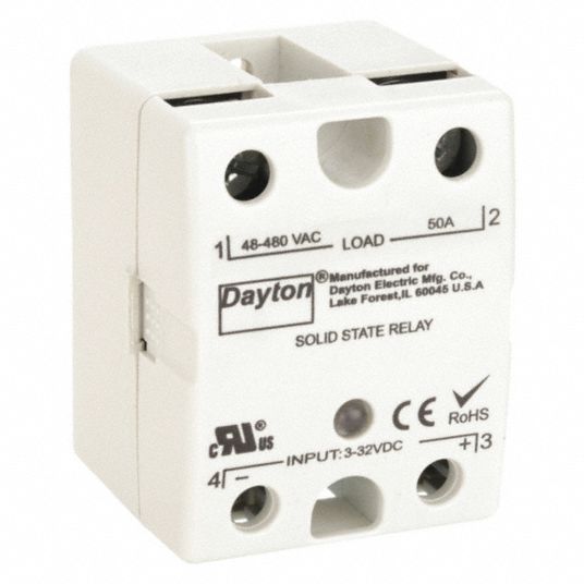 DAYTON, Surface Mounted, 50 A Max Output Current, Solid State Relay