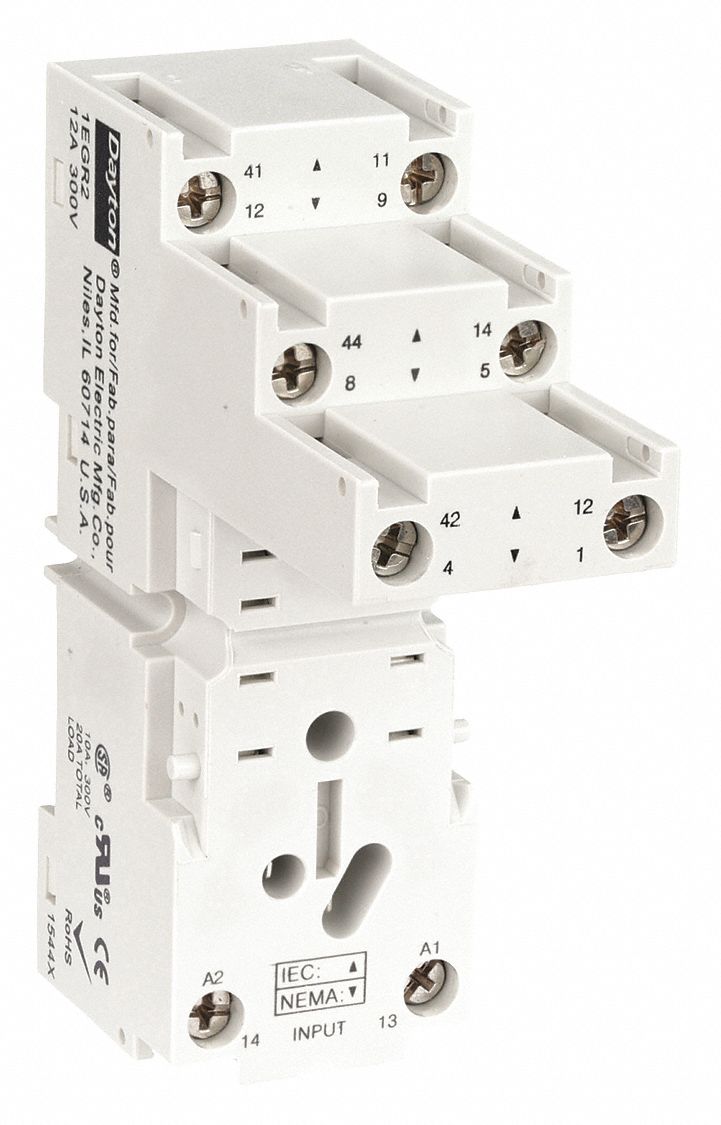 RELAY SOCKET, 12 A RATING, DIN-RAIL AND SURFACE SOCKET MOUNTING, 8 PINS, K SOCKET