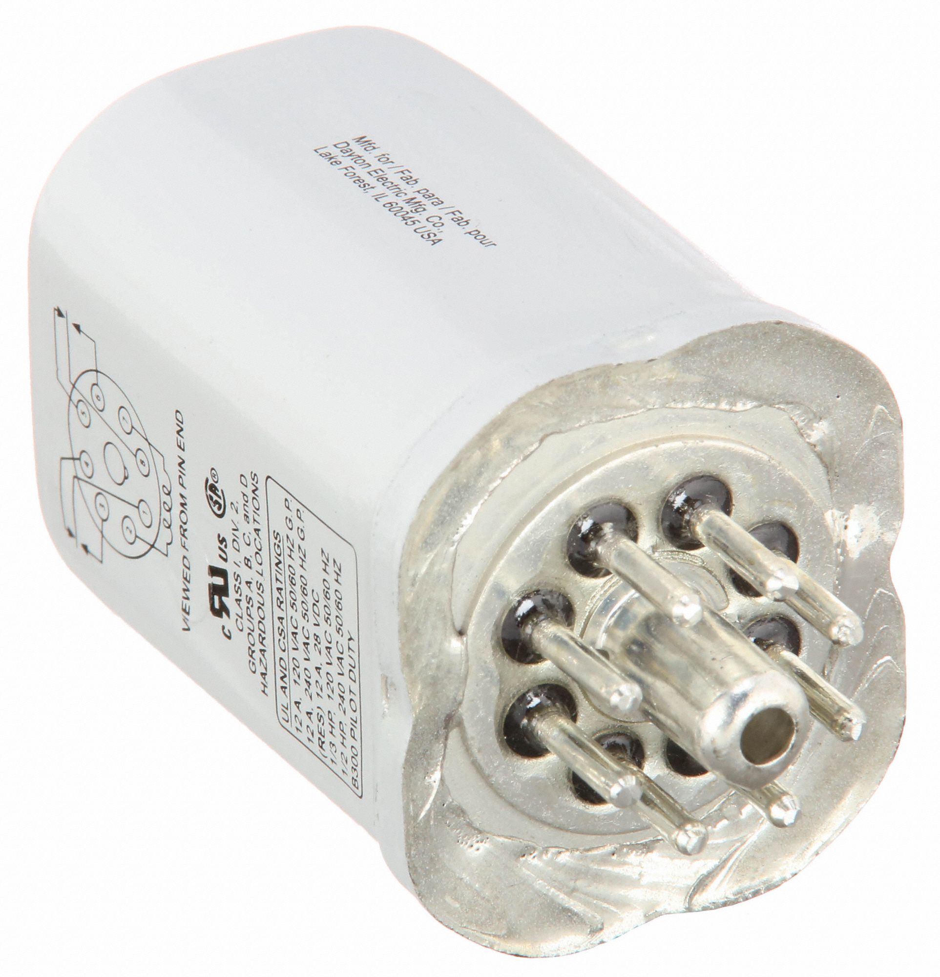 DAYTON Hermetically Sealed Relay 8 Pins Relay, DPDT, 12A 240V, 12A