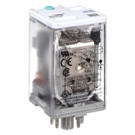 DAYTON, Socket Mounted, 10 A Current Rating, General Purpose Relay ...